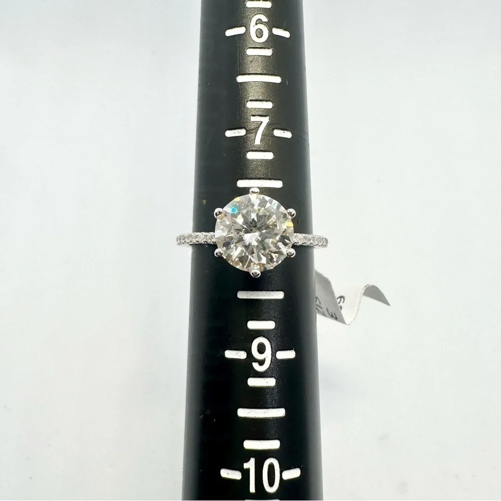 Moissanite Diamond Engagement Ring 3 Ct GRA Round Cut Wedding Jewelry Six Prong